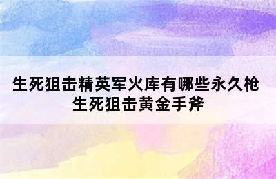 生死狙击精英军火库有哪些永久枪 生死狙击黄金手斧